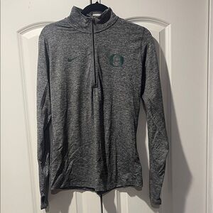 Nike U of Oregon Heather Gray Quarter-Zip Dri-Fit Top